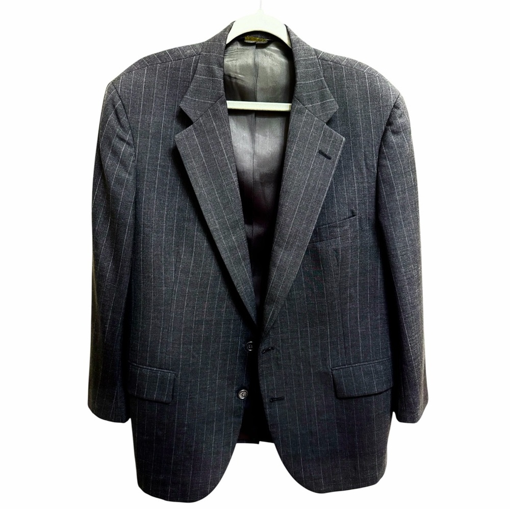 Vtg Barrister 42R Charcoal Pinstriped Mens Blazer Suit Jacket Sport Coat